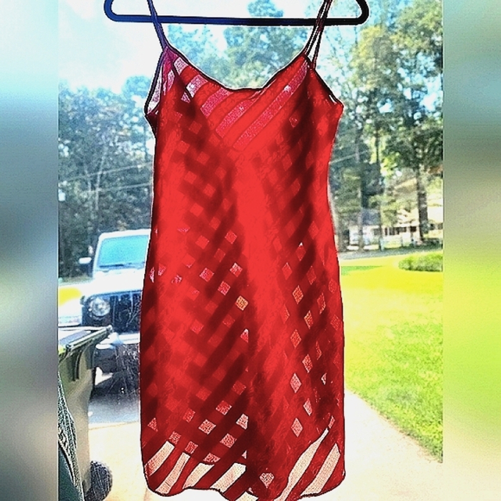 Vintage Lucie Ann II Red Slip Dress Nightgown Medium